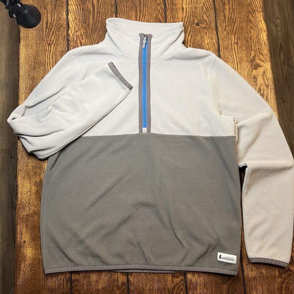 Cotopaxi Teca Fleece Pullover Quarter Zip Colorblock Cream Gray Size Large